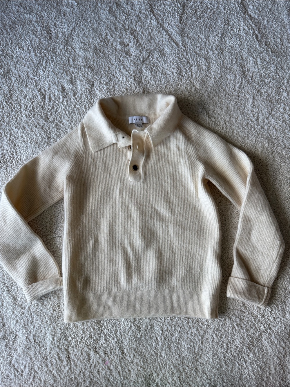 Reiss Cream Knit Polo Sweater for Kids